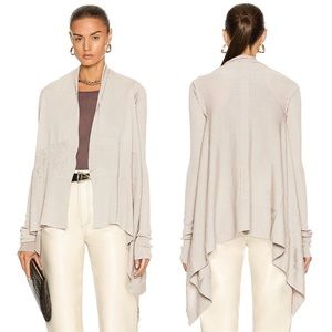 RICK OWENS Tecuatl SS20 Virgin Wool Medium Wrap Cardigan in Pearl